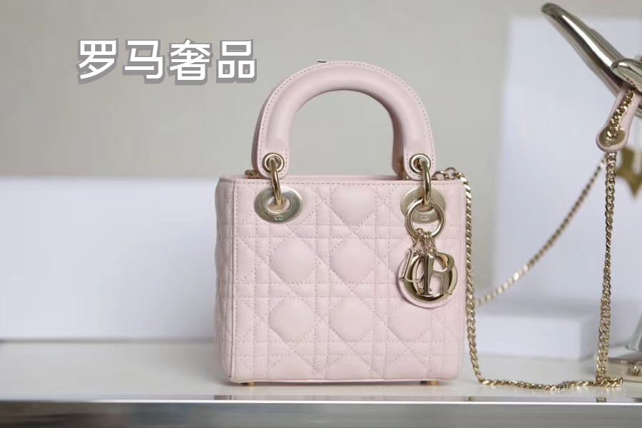 Micro Lady Dior Bag in Pink Lambskin with Heart-Motif Quilting
