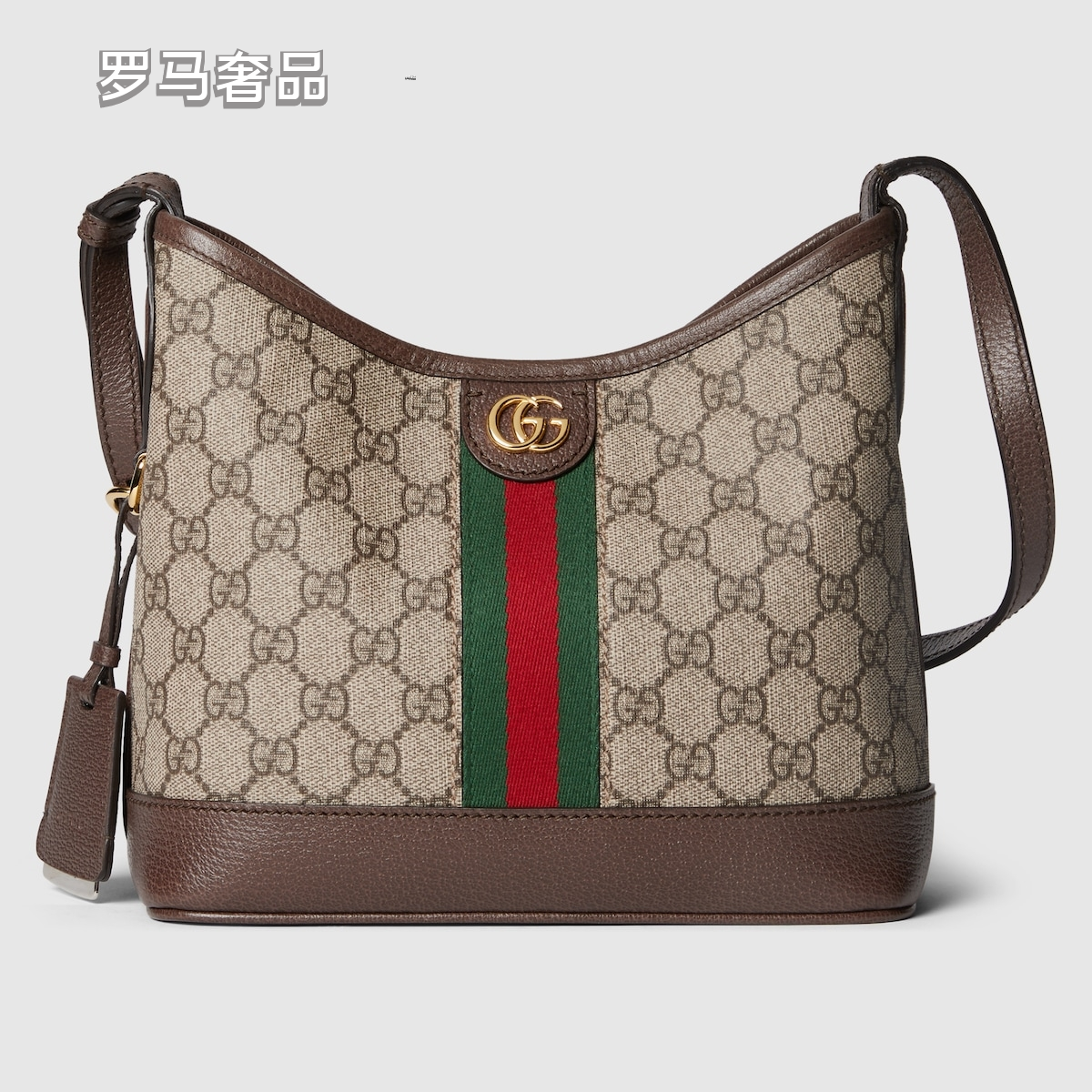 Gucci Vintage Monogram Canvas Hobo Shoulder Bag with Web Stripe