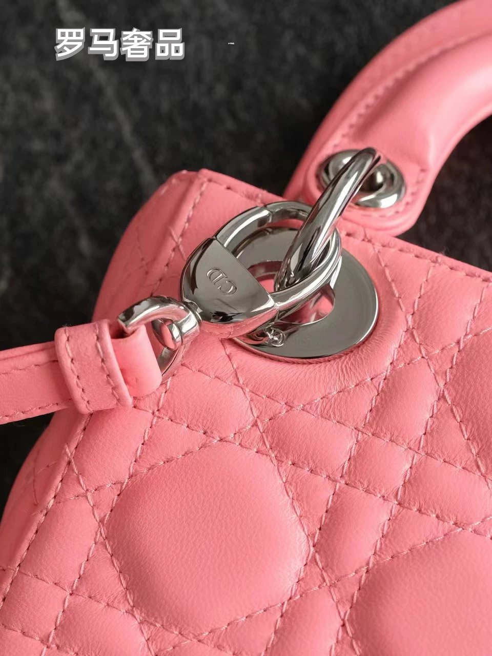 Mini Lady Dior Bag in Pink Cannage Lambskin with Silver-Tone Charms