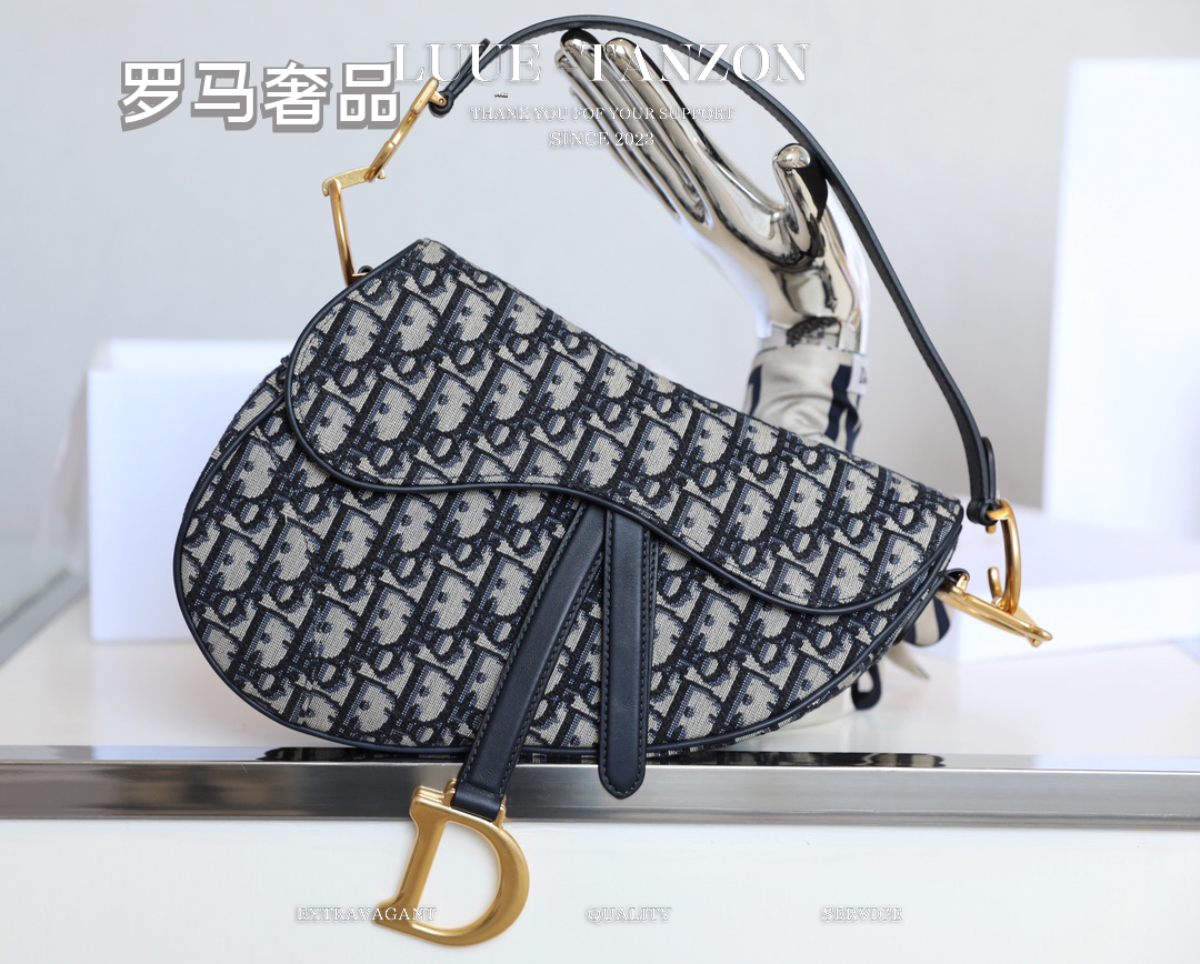 Dior Saddle Bag in Blue Dior Oblique Jacquard