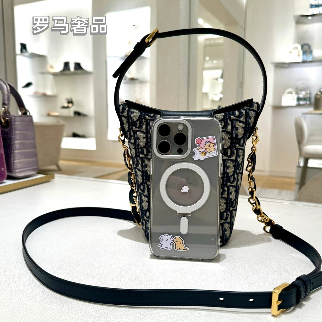 Dior Small C'est Dior Bucket Bag - Blue Dior Oblique Jacquard with Gold-Finish Metal