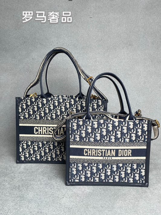 Christian Dior Book Tote - Blue Dior Oblique Embroidery