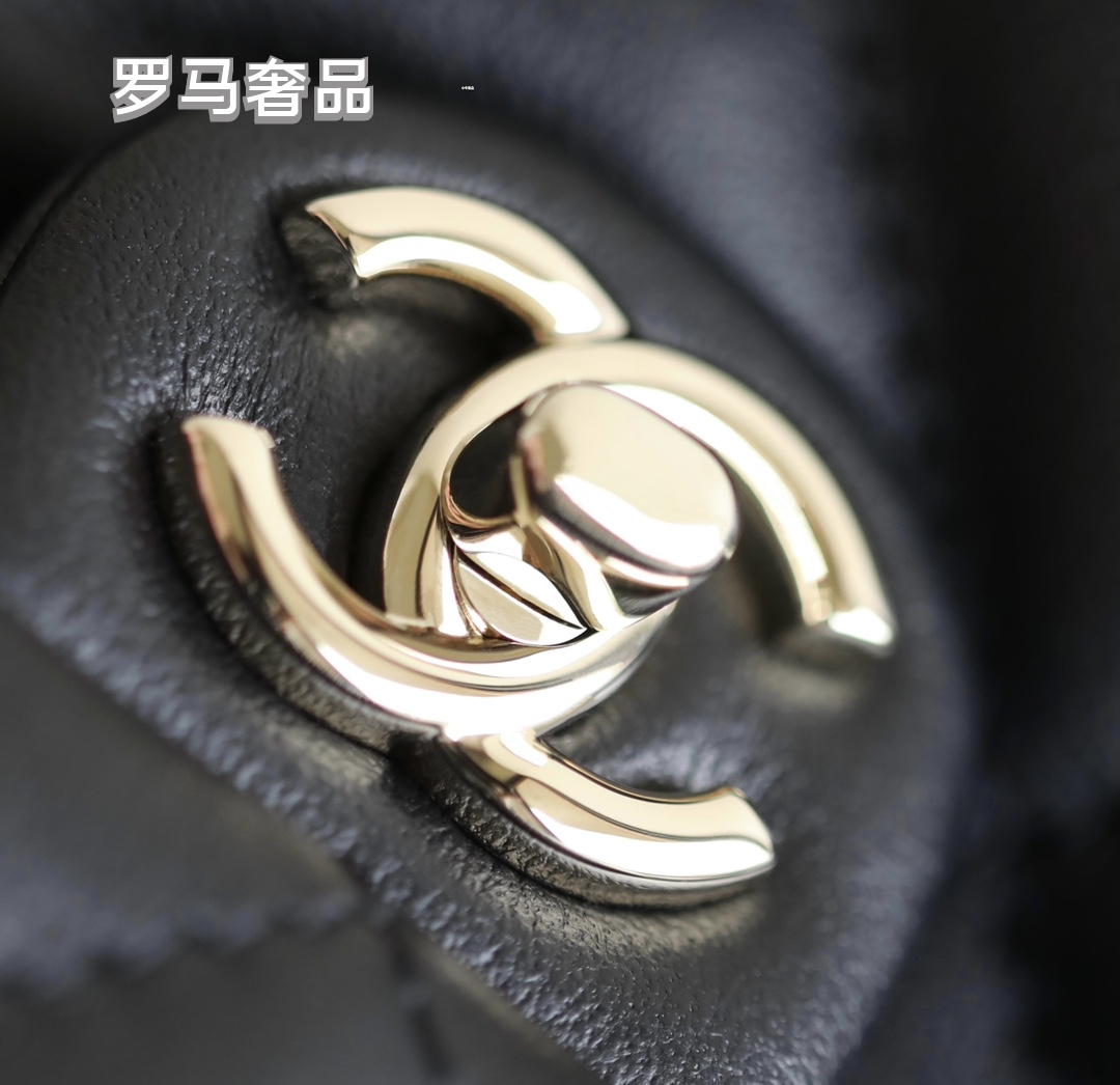 Chanel-Style Quilted Black Leather Bucket Bag with Silver Chain Strap