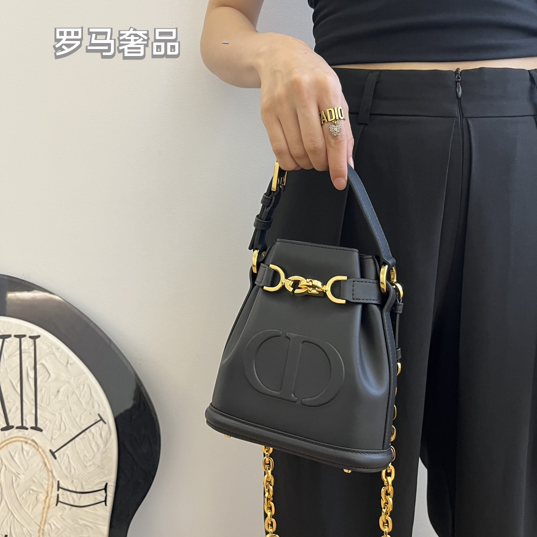 Christian Dior C'est Dior Bucket Bag - White Calfskin with Gold-Tone Hardware