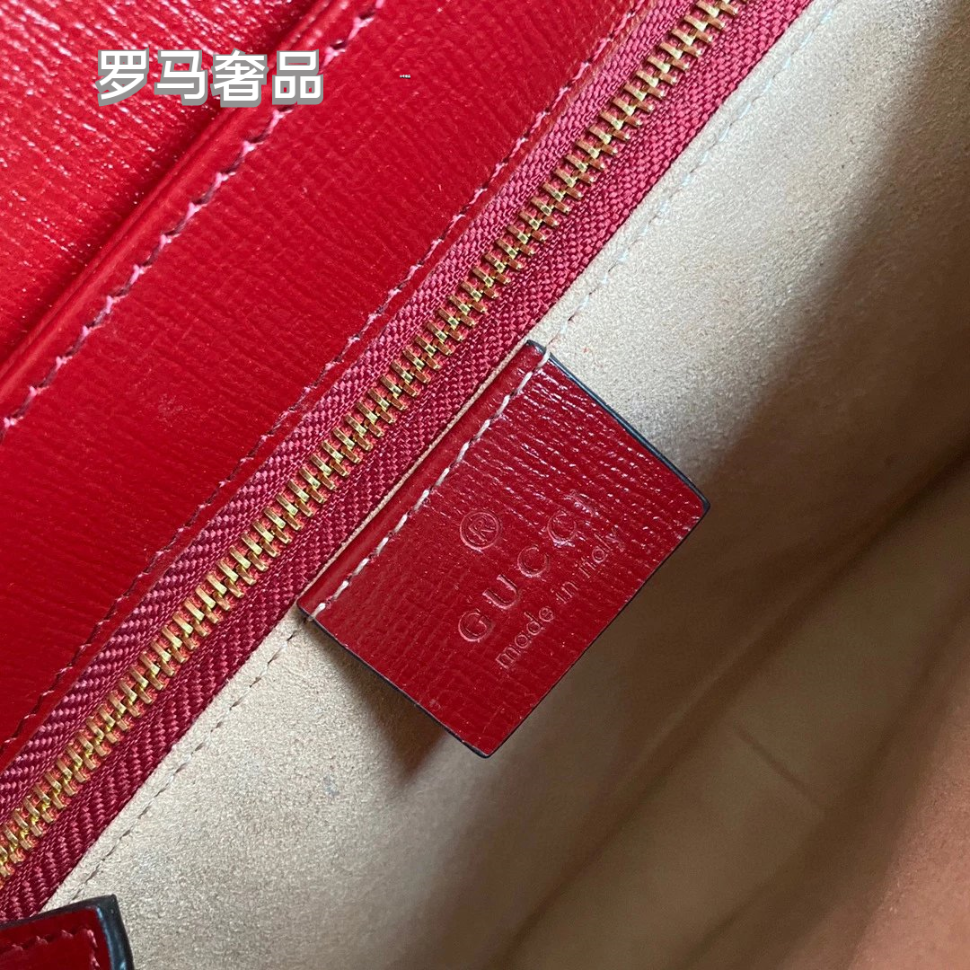 Designer GG Supreme Horsebit Shoulder Bag - Red Leather &amp; Monogram Canvas