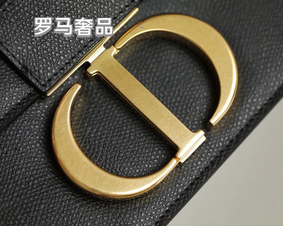 Dior 30 Montaigne Black Box Calfskin Bag with Gold-Finish CD Clasp