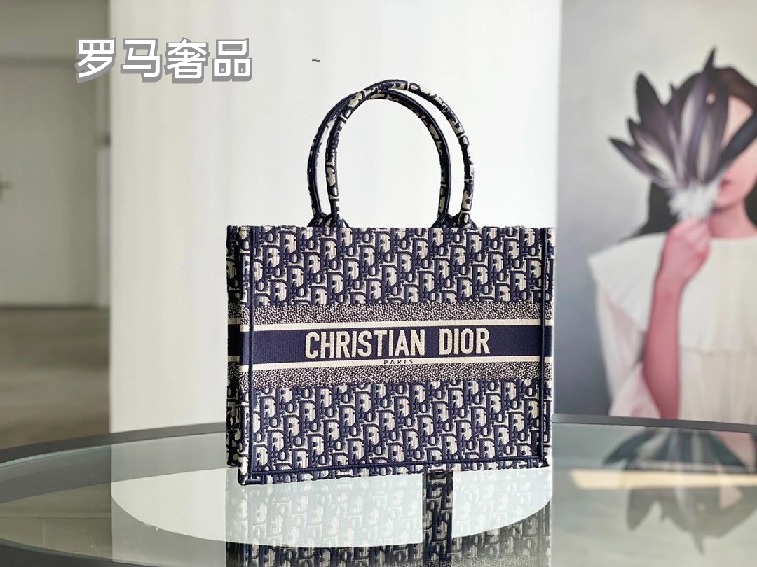 Dior Vintage Monogram Embroidered Canvas Tote Bag Luxury Travel Handbag