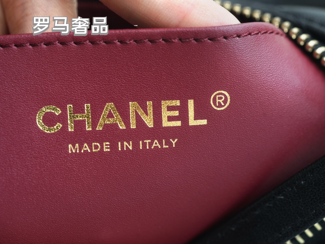 Chanel Quilted Black Leather Hobo Bag with Gold-Tone Chain Strap