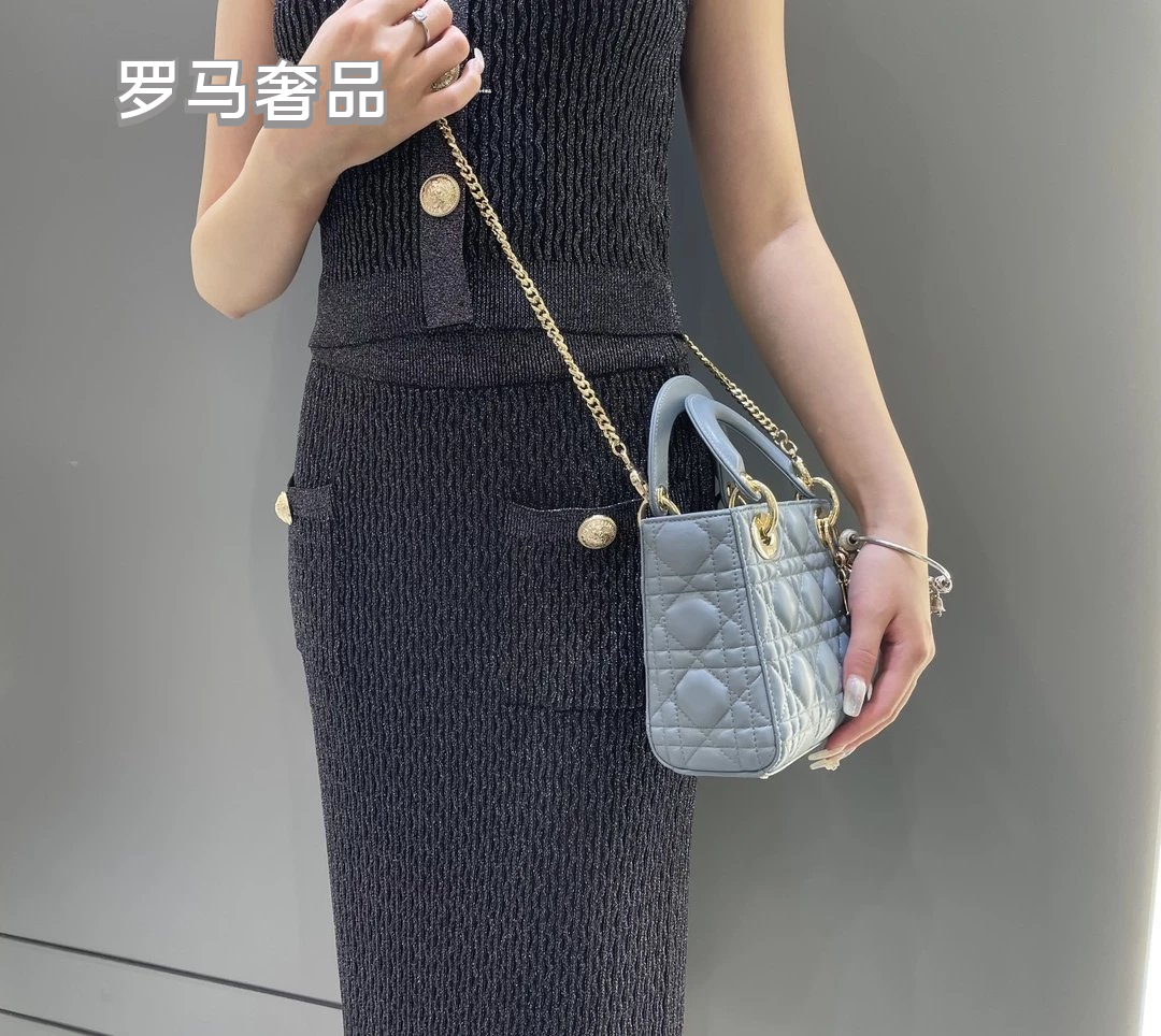 Dior Classic White Quilted Leather Mini Top Handle Bag with Silver Hardware