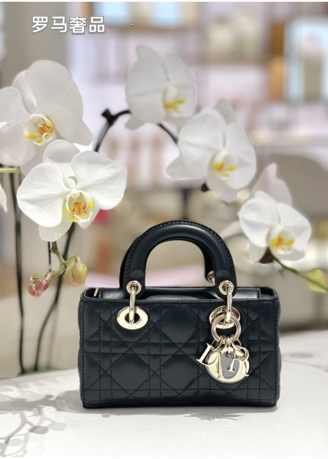 Lady D-Joy Bag - Off-White Cannage Lambskin with Gold-Finish Metal Charms