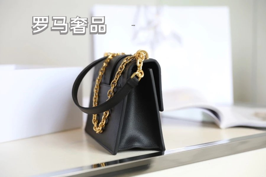 Dior 30 Montaigne Black Box Calfskin Bag with Gold-Finish CD Clasp