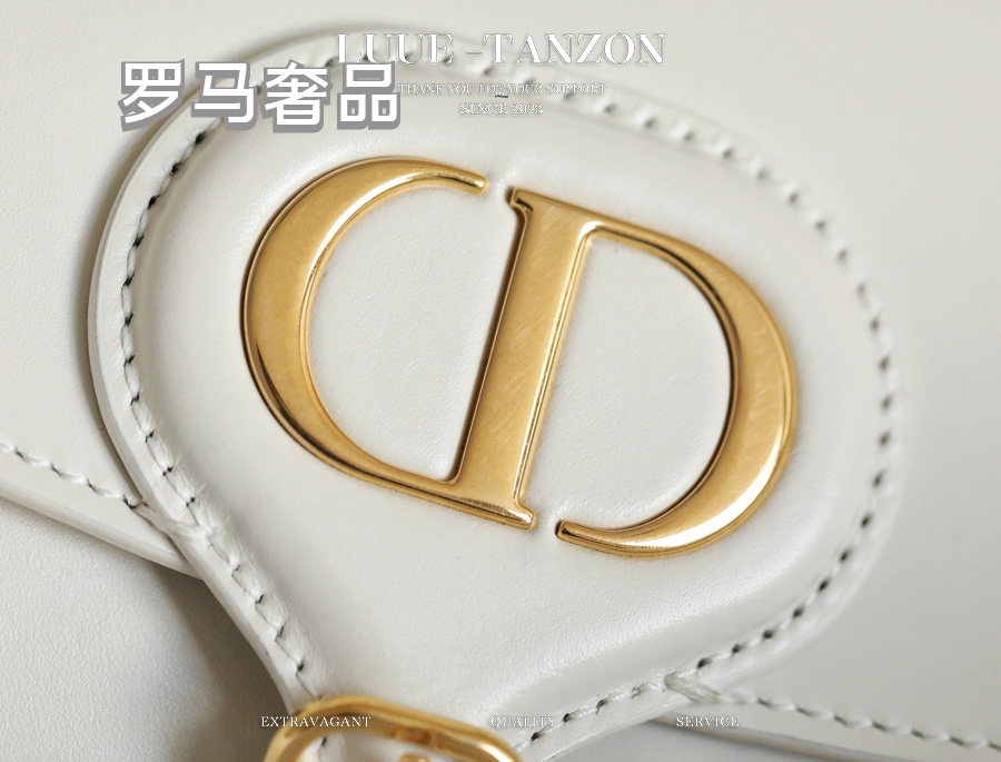 Dior Small Bobby Bag in White Box Calfskin with Gold-Finish Hardware
