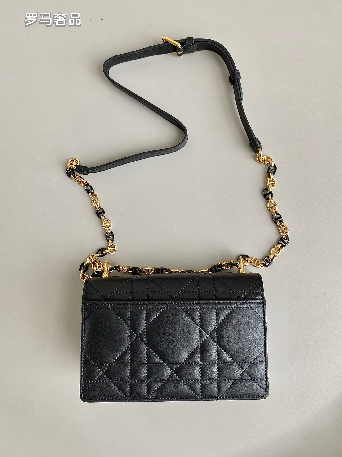 Dior Quilted Leather Shoulder Crossbody Bag with Gold Chain Strap