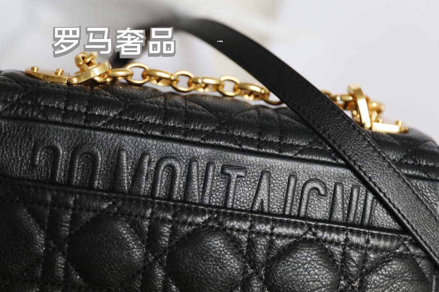 Dior Caro Bag in Black Cannage Calfskin with Gold-Tone CD Logo