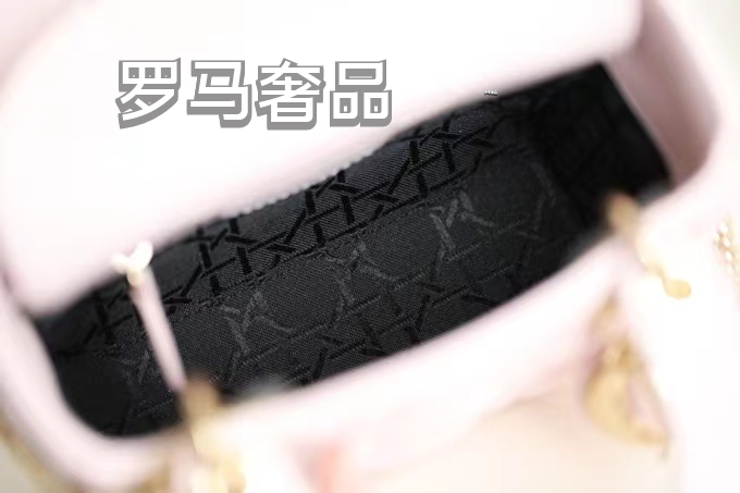 Micro Lady Dior Bag in Pink Lambskin with Heart-Motif Quilting