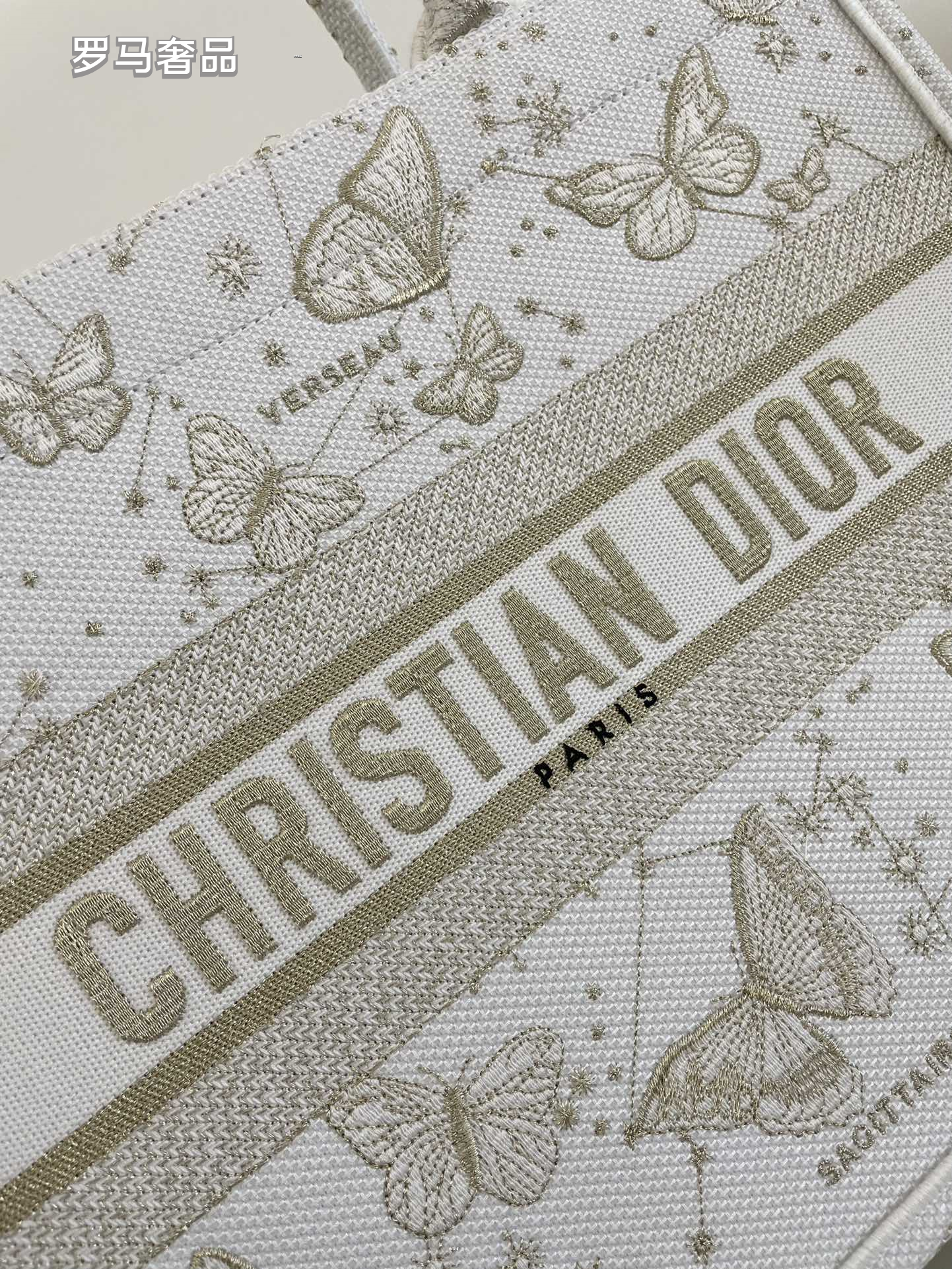 Christian Dior Book Tote Butterfly Embroidery Canvas Handbag
