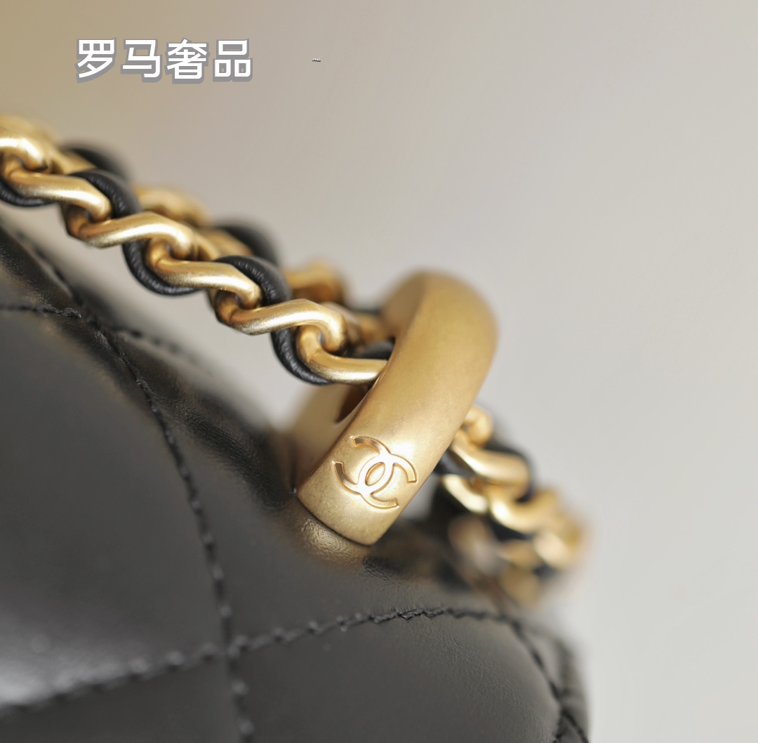 Chanel Black Quilted Lambskin Mini Flap Bag with Gold-Tone Hardware