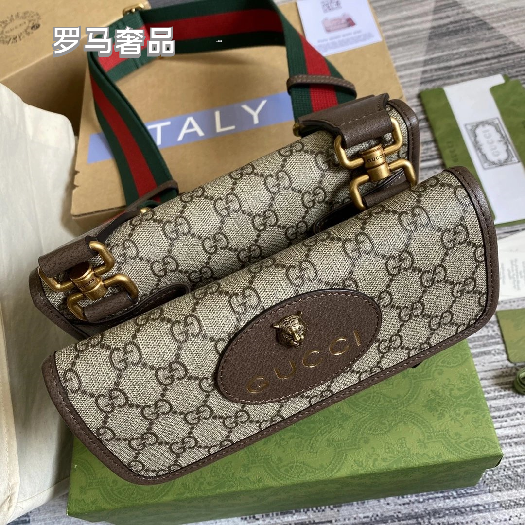 Gucci Neo Vintage GG Supreme Messenger Bag - Brown Canvas &amp; Leather