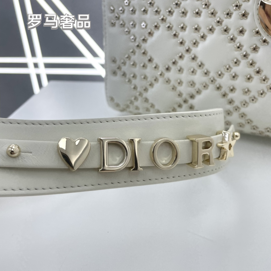 Lady Dior My ABCDior Bag White Cannage Lambskin with Gold-Finish Charms
