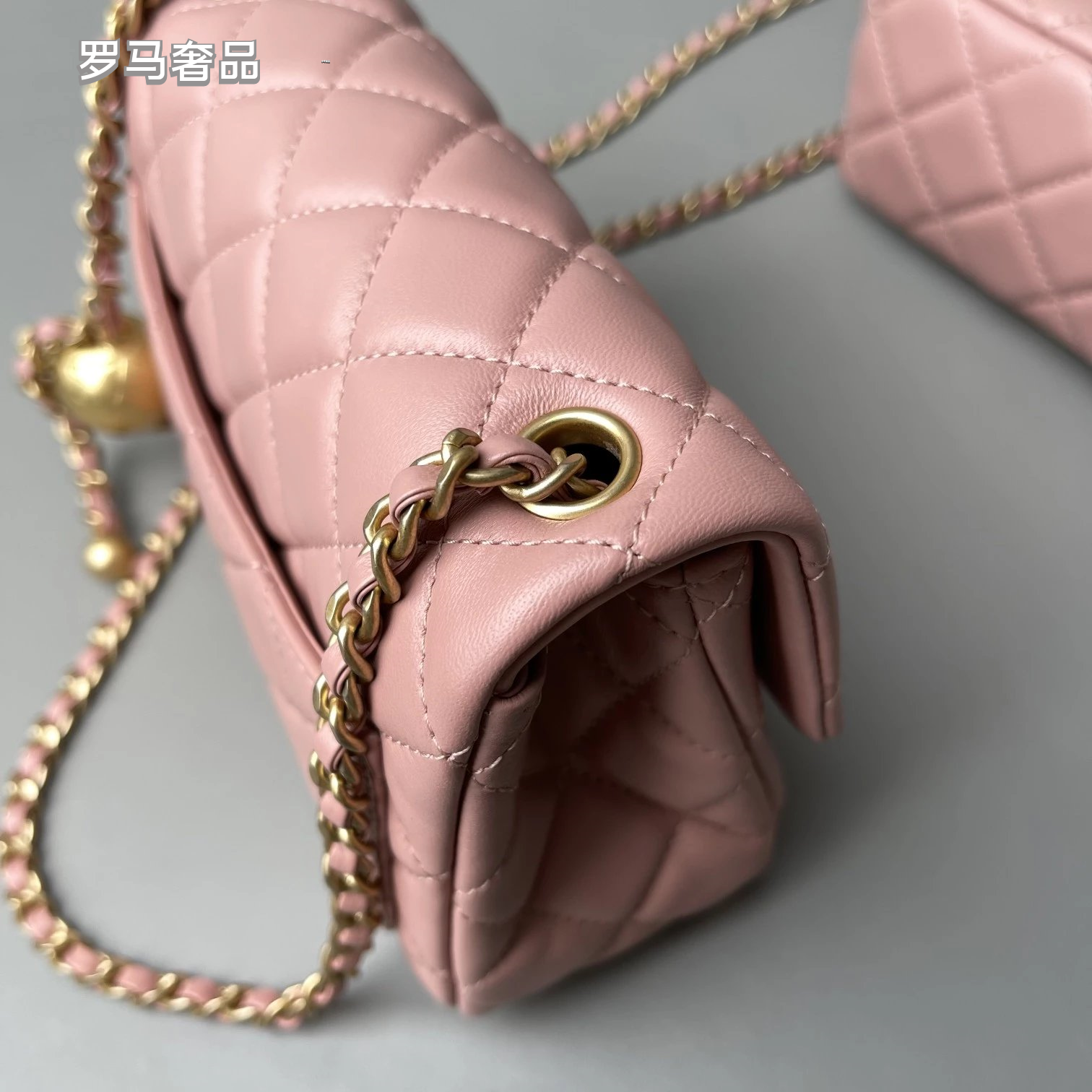 Chanel Pink Quilted Lambskin Mini Flap Bag with Adjustable Gold Ball Chain