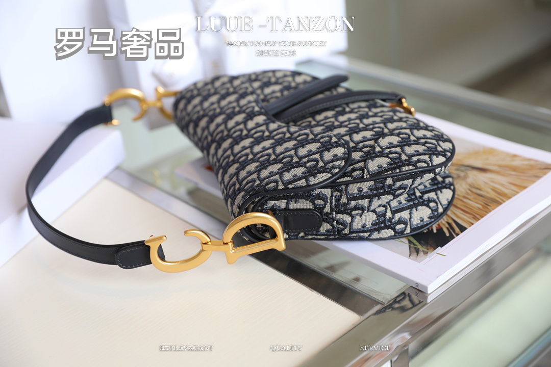 Dior Saddle Bag in Blue Dior Oblique Jacquard