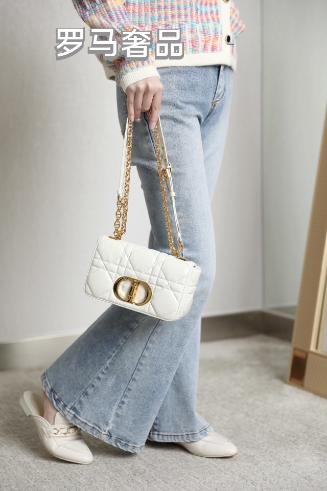 Christian Dior Caro Medium Bag Black Cannage Calfskin Gold Hardware