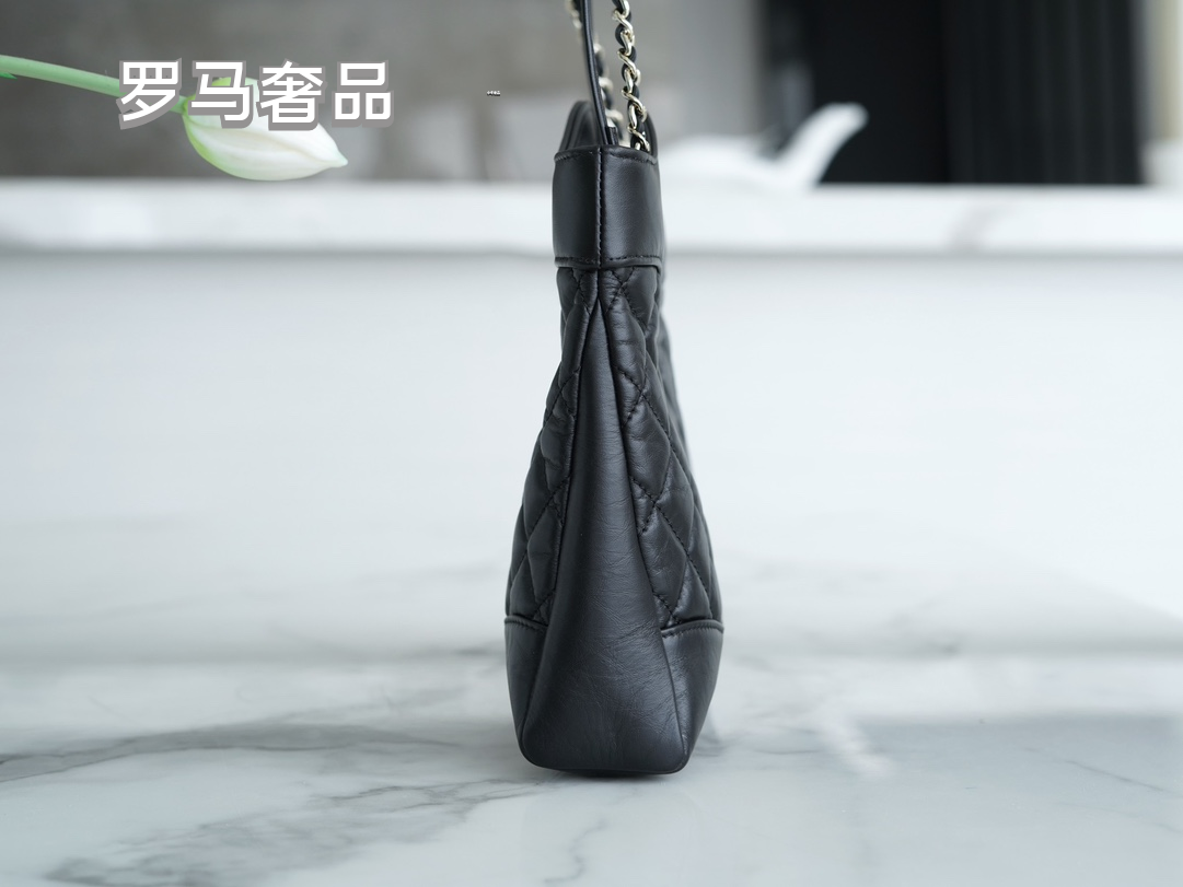 Quilted Leather 2-Way Handbag with Chain Strap and Cutout Top Handle