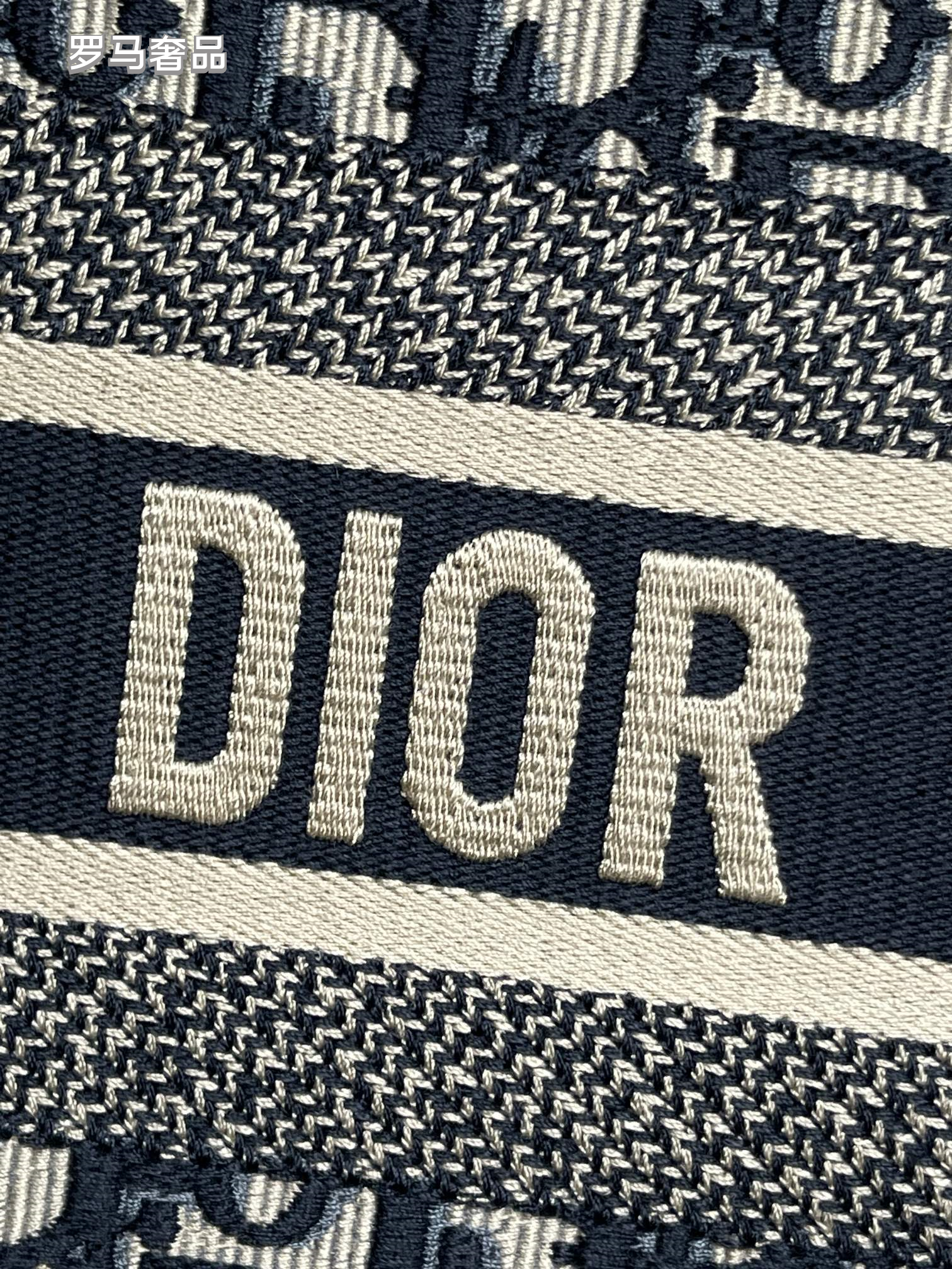 Christian Dior Book Tote - Blue Dior Oblique Embroidery