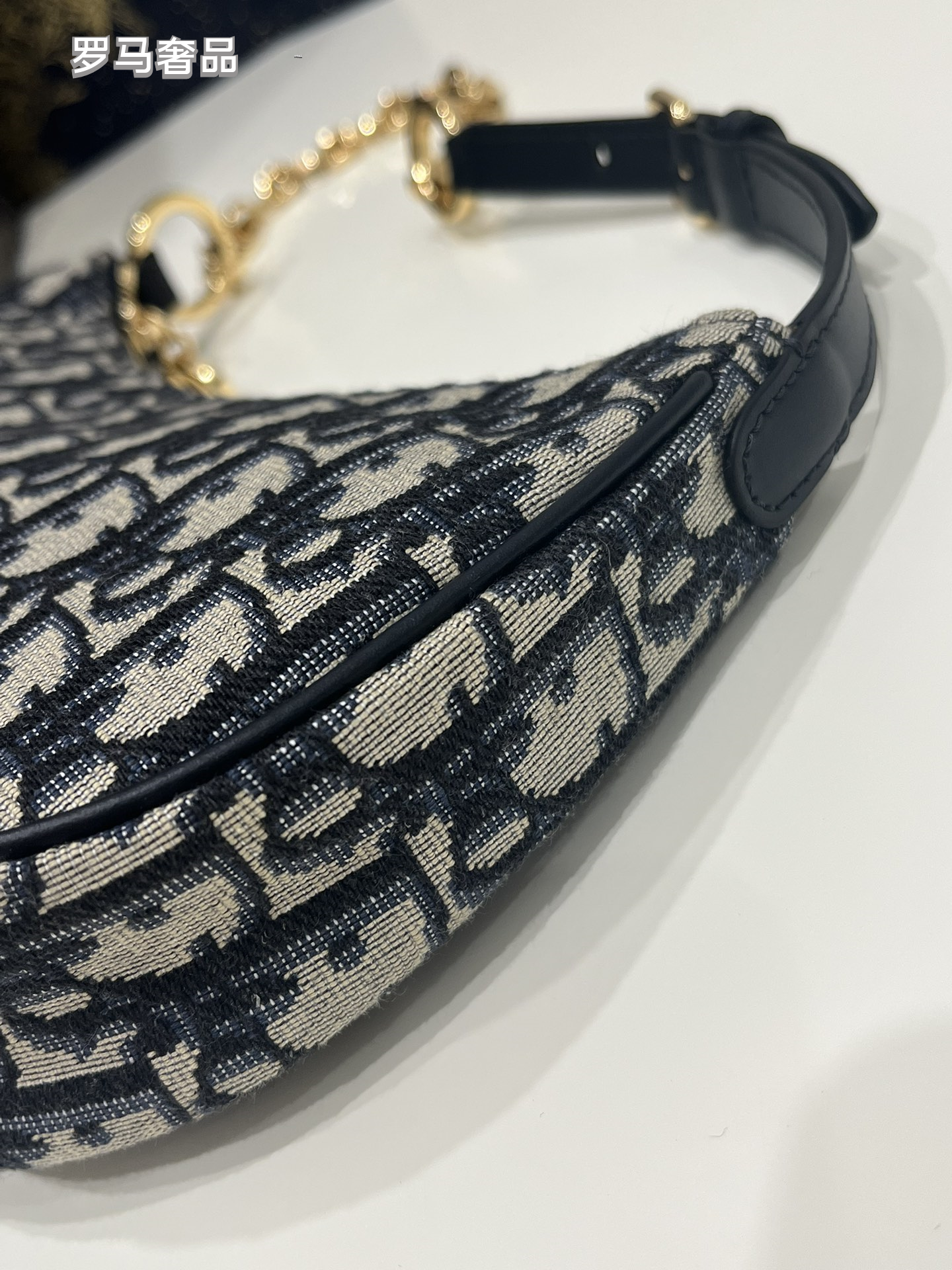 Dior Small Hobo Bag Blue Oblique Jacquard Canvas Shoulder Bag
