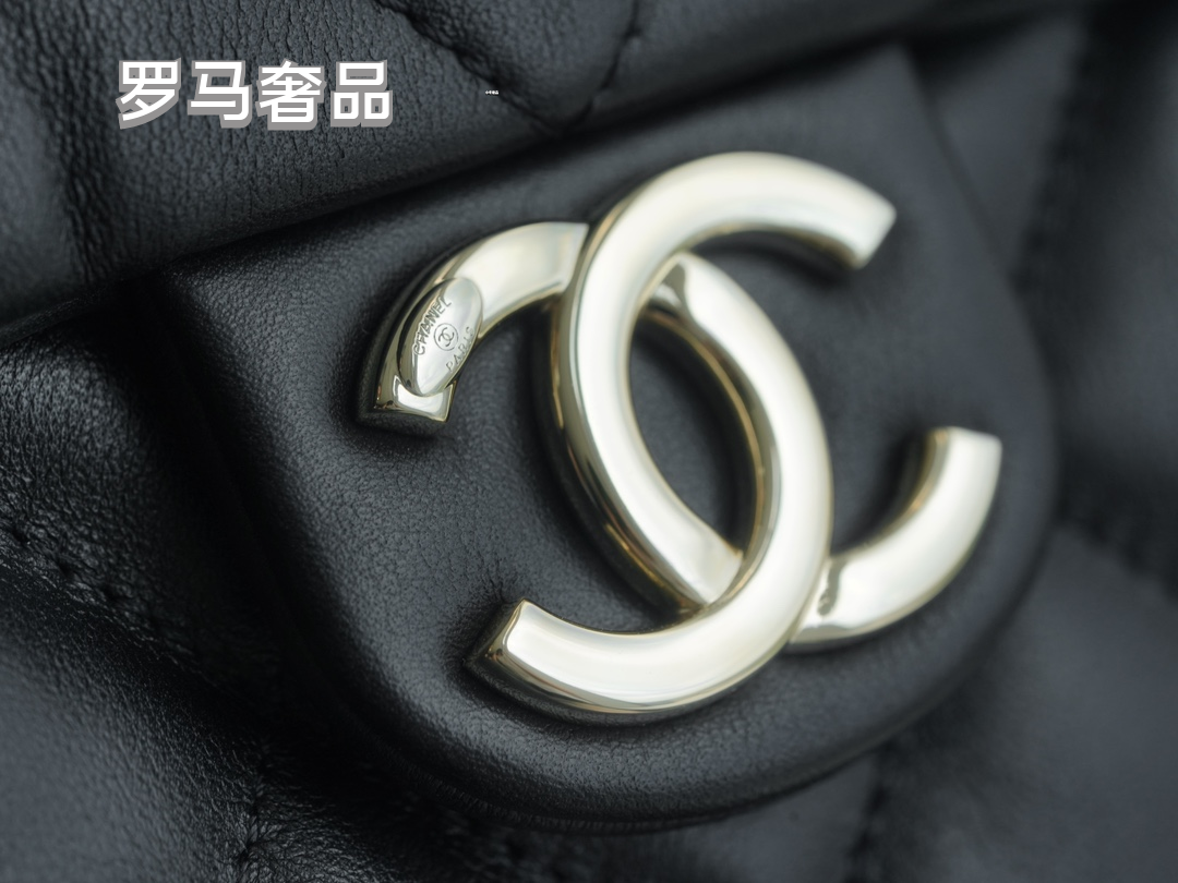 Chanel Black Quilted Lambskin Leather Hobo Bag with Front CC Logo Pocket