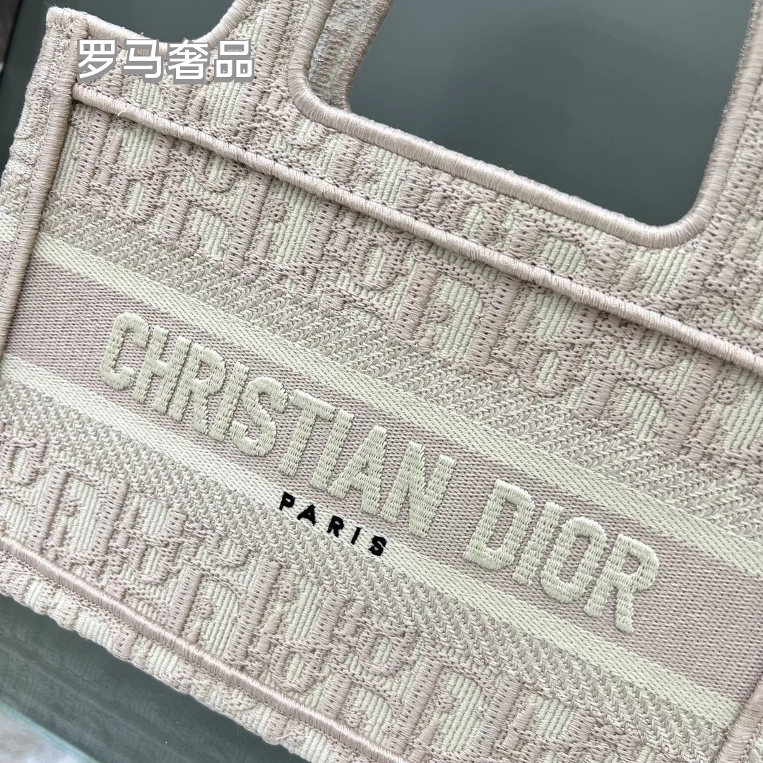 Dior Vintage Blue Monogram Canvas Mini Tote Bag with Top Handle