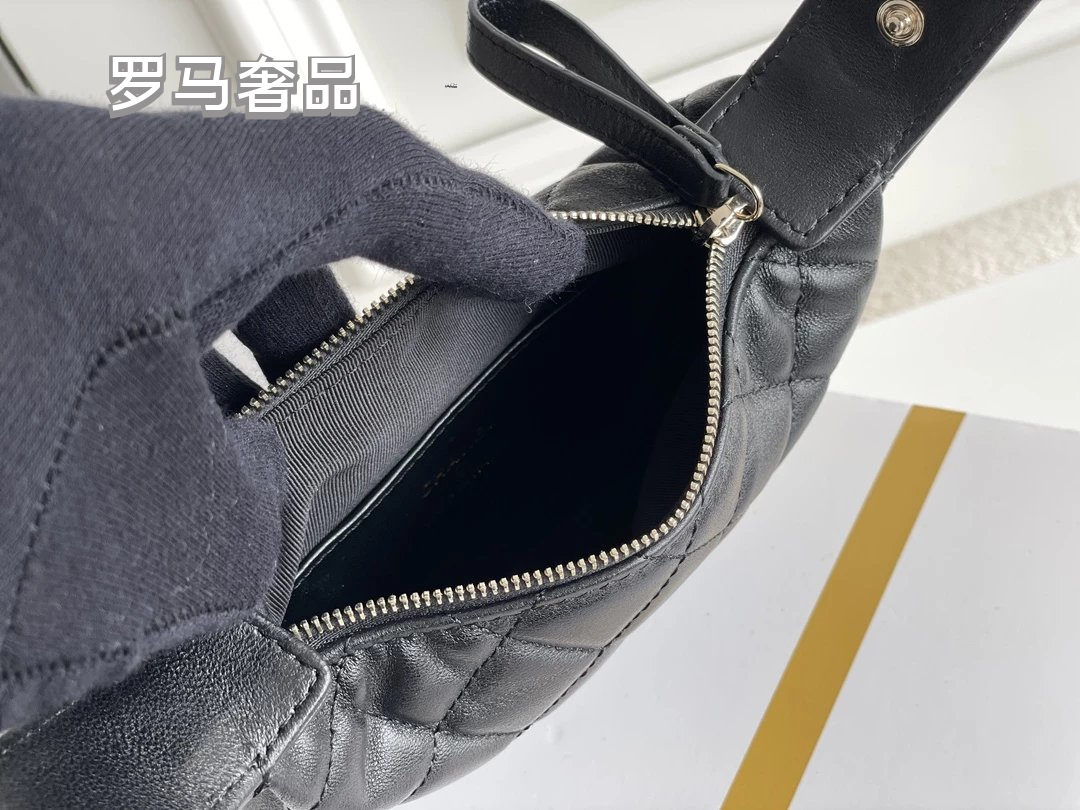 Chanel Quilted Lambskin Small Round Hobo Bag - Black with Gold-Tone Hardware