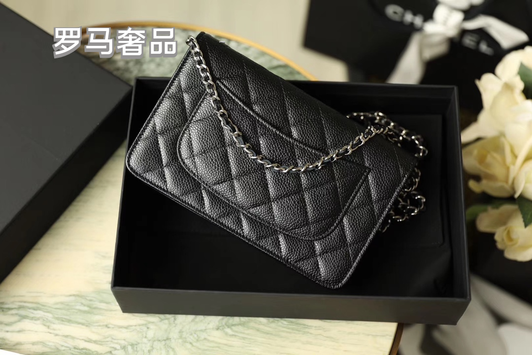 Chanel Classic Wallet on Chain - Black Quilted Lambskin Leather with Silver-Tone Hardware