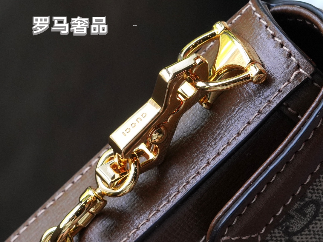 Gucci Horsebit 1955 Mini Shoulder Bag in GG Supreme Canvas with Brown Leather Trim