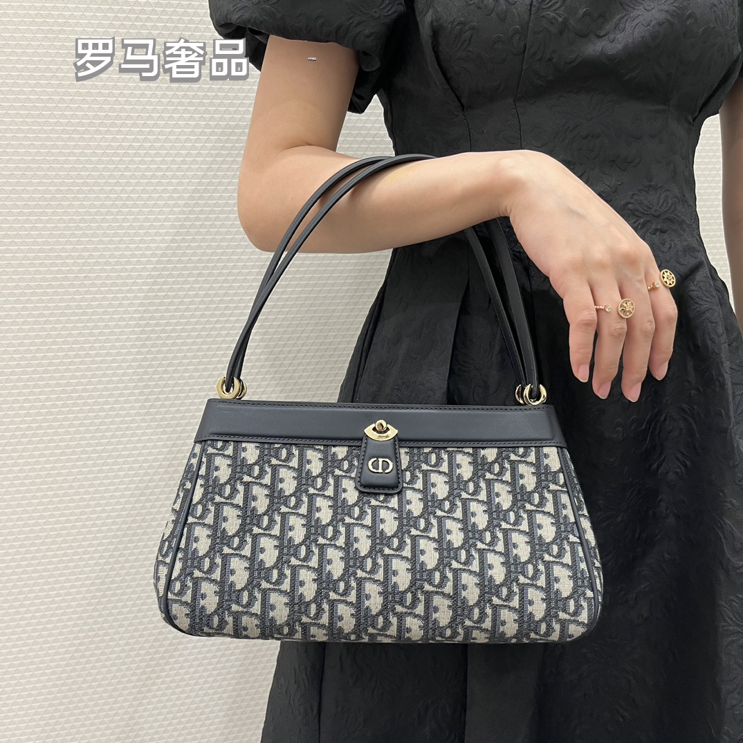 Dior Blue Oblique Jacquard Shoulder Bag