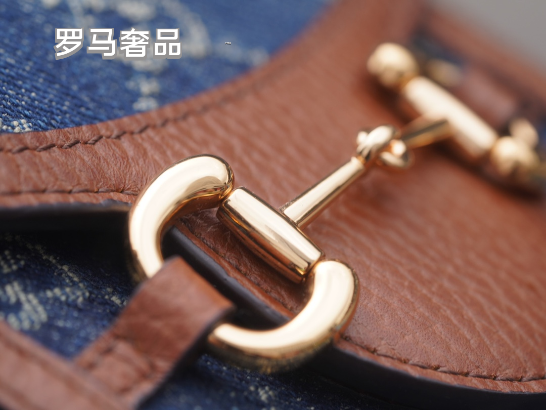 Gucci Vintage Monogram Denim Mini Crossbody Phone Bag with Horsebit Detail