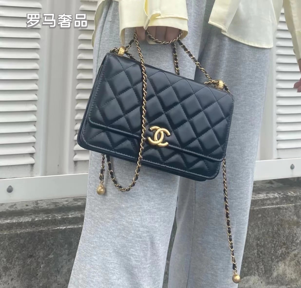 Classic Quilted Leather Flap Bag with Gold-Tone Chain and CC Logo
