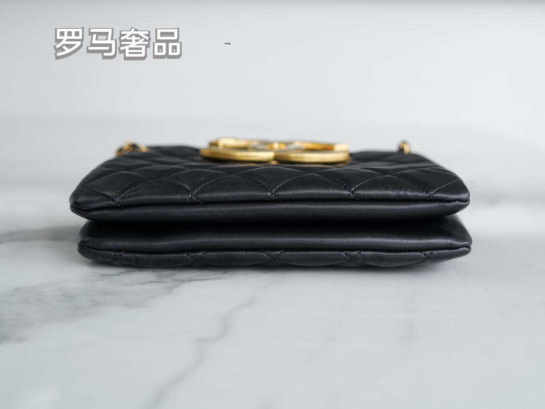 Chanel Quilted Leather Shoulder Bag with Gold-Tone CC Logo - Black