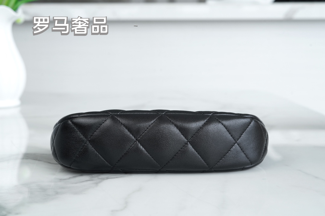 Chanel Quilted Black Leather Hobo Bag with Gold-Tone Chain Strap