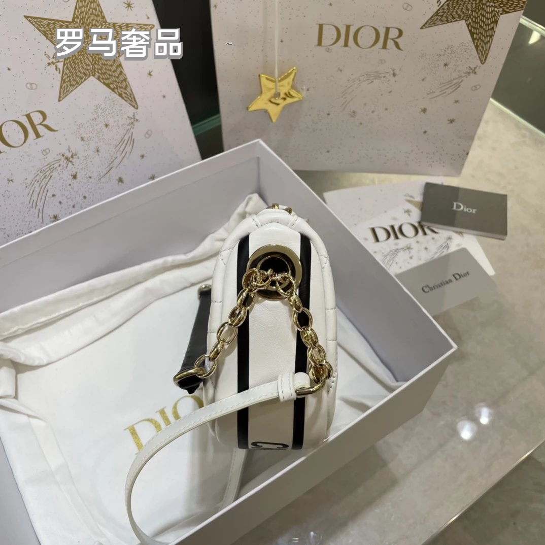 Dior Elegant Black Quilted Leather Shoulder Bag with Gold Chain Strap