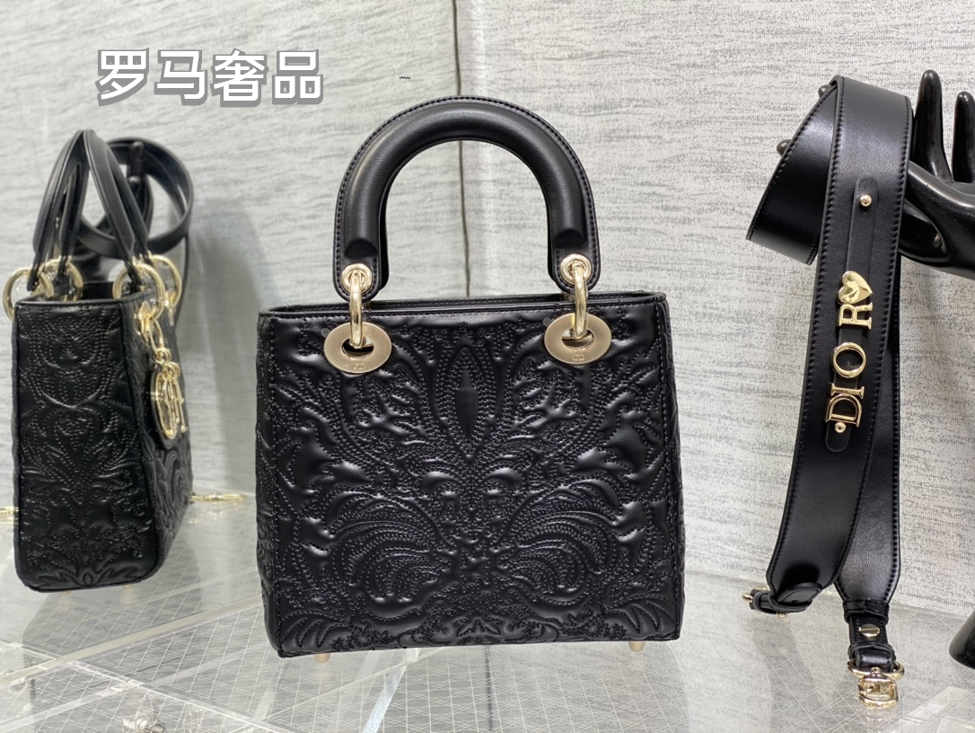 Lady Dior My ABCDior Bag - White Embossed Calfskin with Gold-Finish Metal Charms