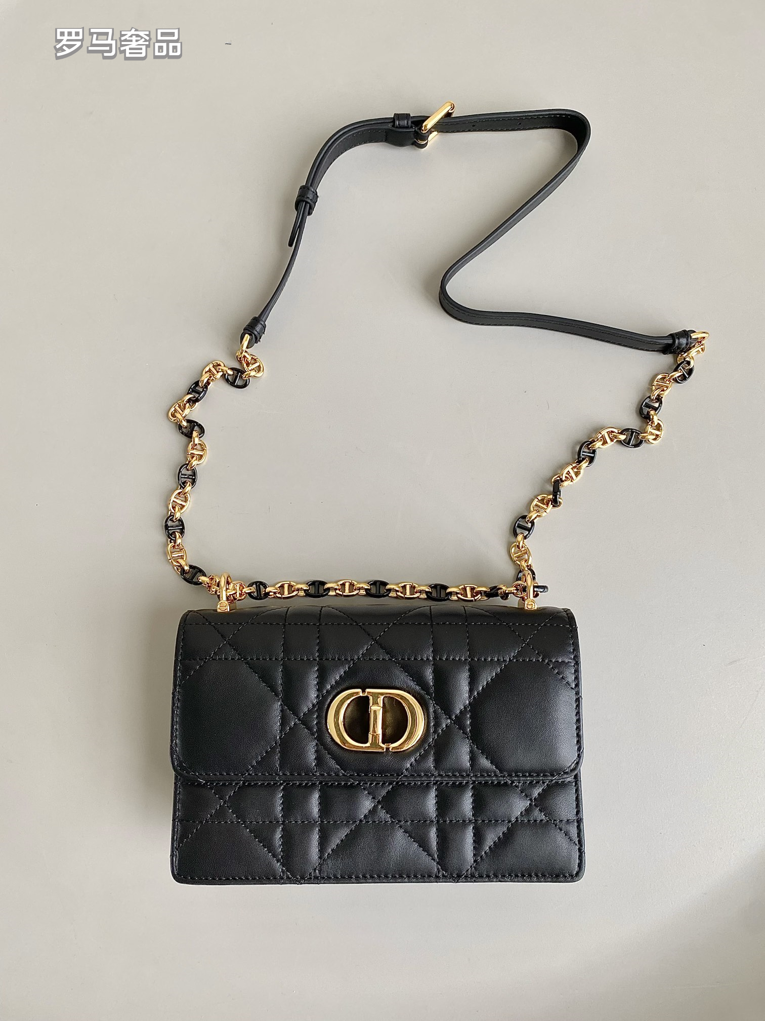 Dior Quilted Leather Shoulder Crossbody Bag with Gold Chain Strap