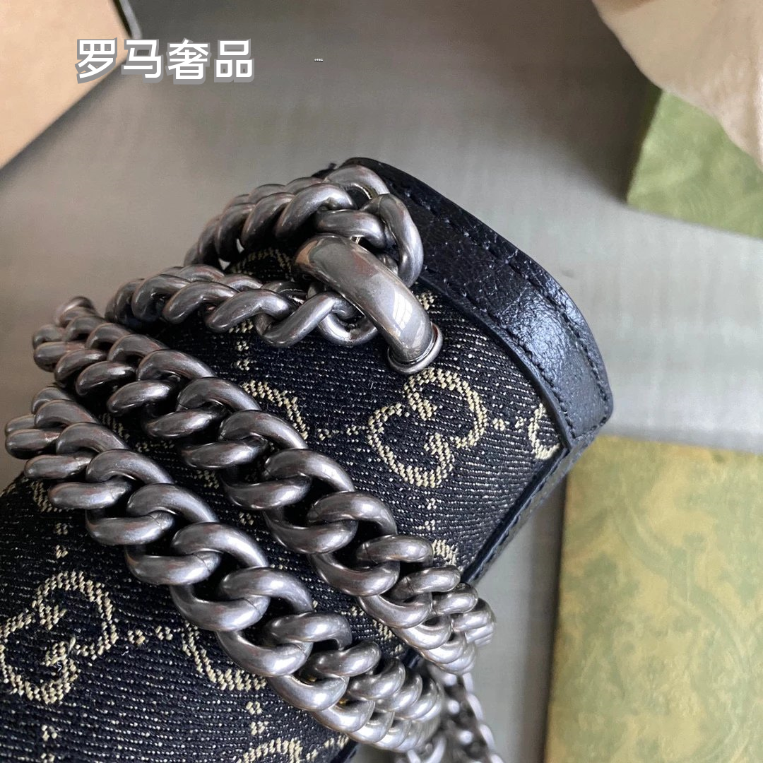 Gucci Dionysus Small GG Supreme Canvas Shoulder Bag - Blue Leather