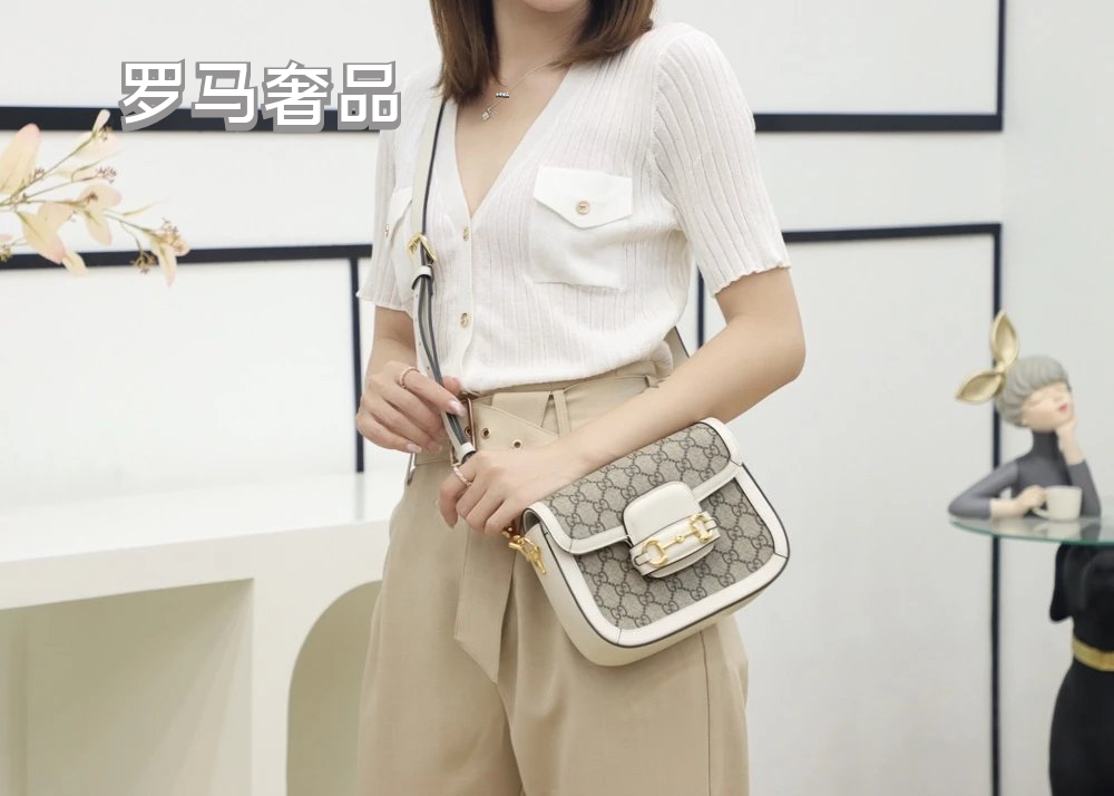 Gucci Horsebit 1955 Mini Shoulder Bag - GG Supreme Canvas &amp; Brown Leather