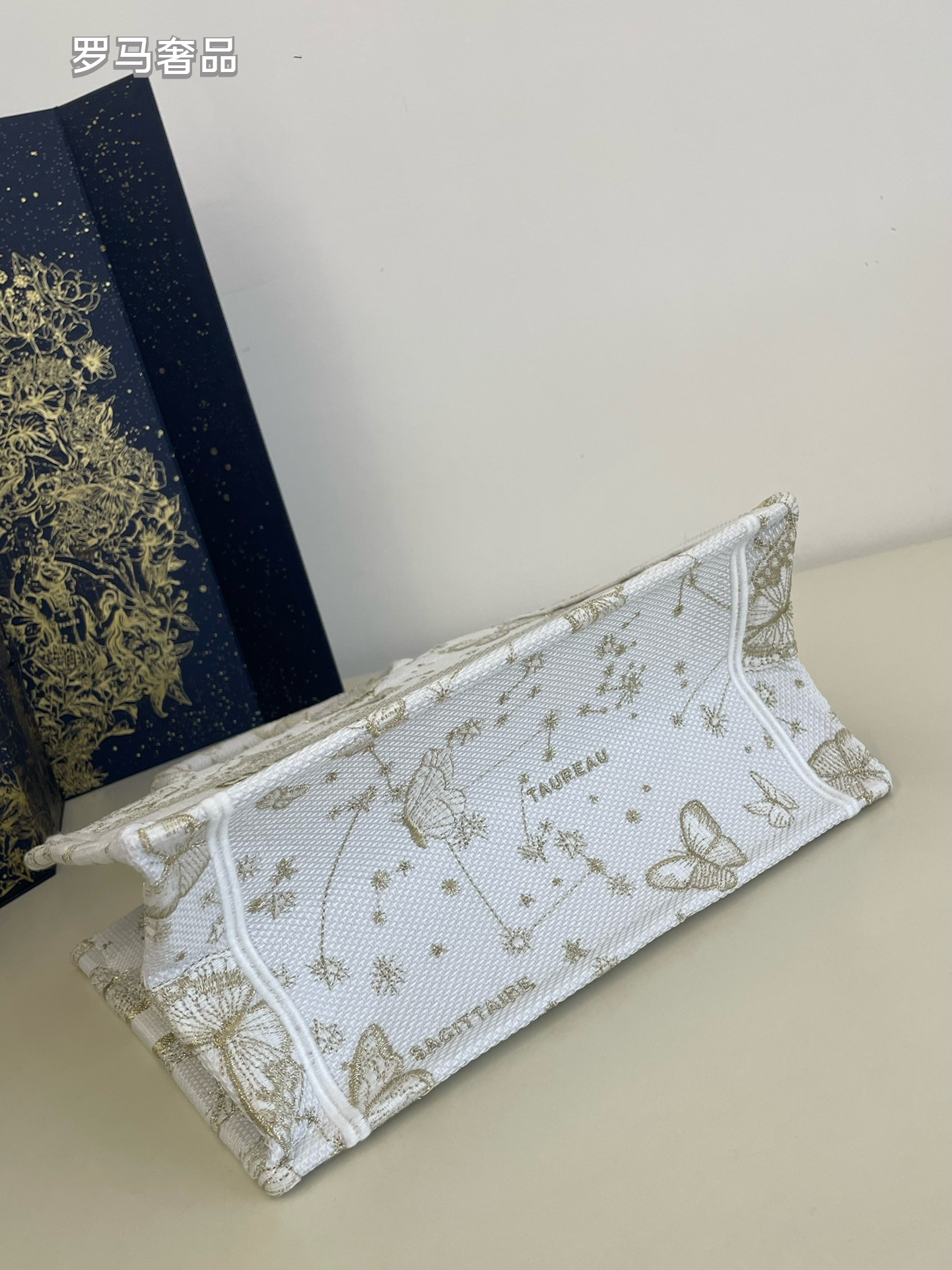 Christian Dior Book Tote Butterfly Embroidery Canvas Handbag