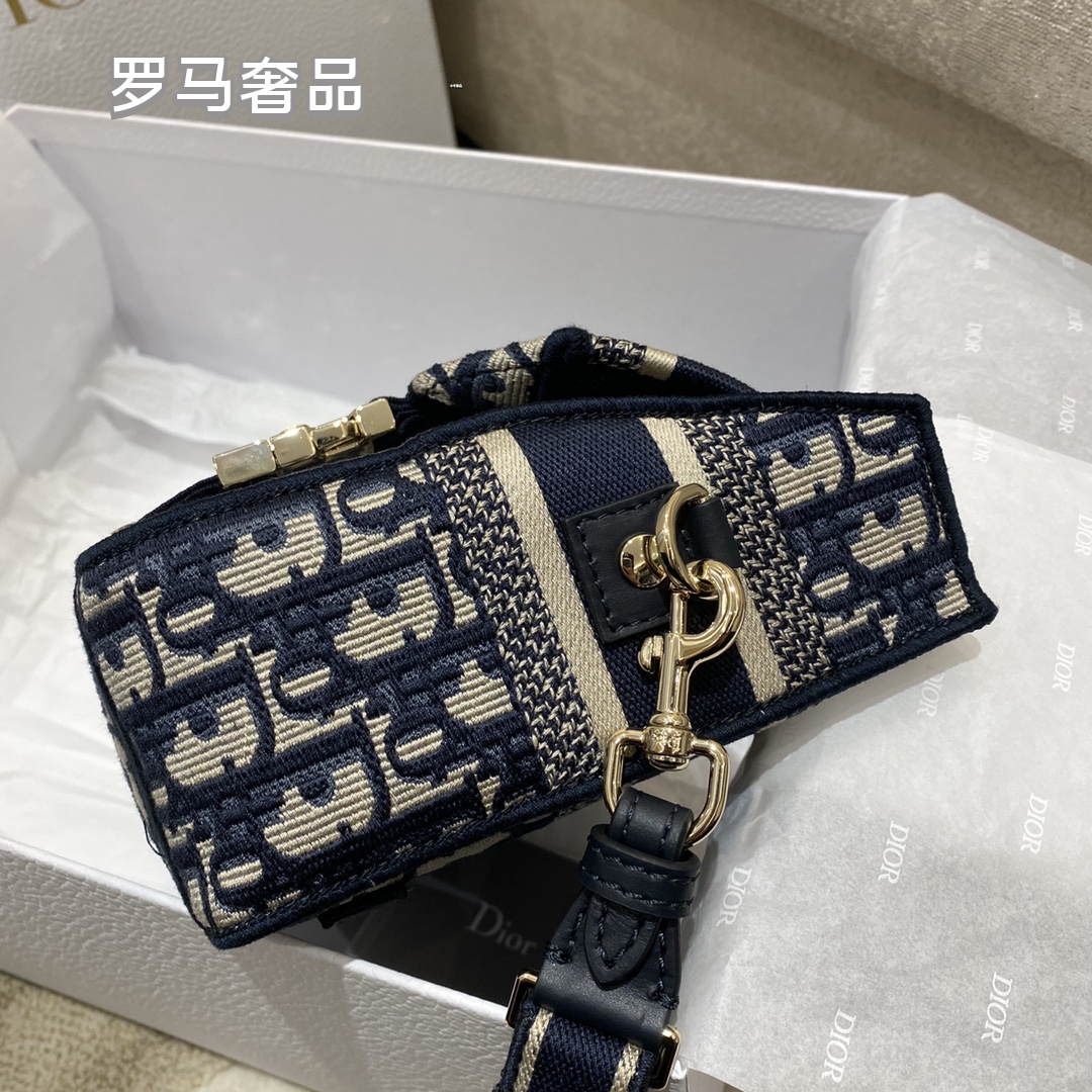 Christian Dior Blue Dior Oblique Embroidery DiorCamp Messenger Bag