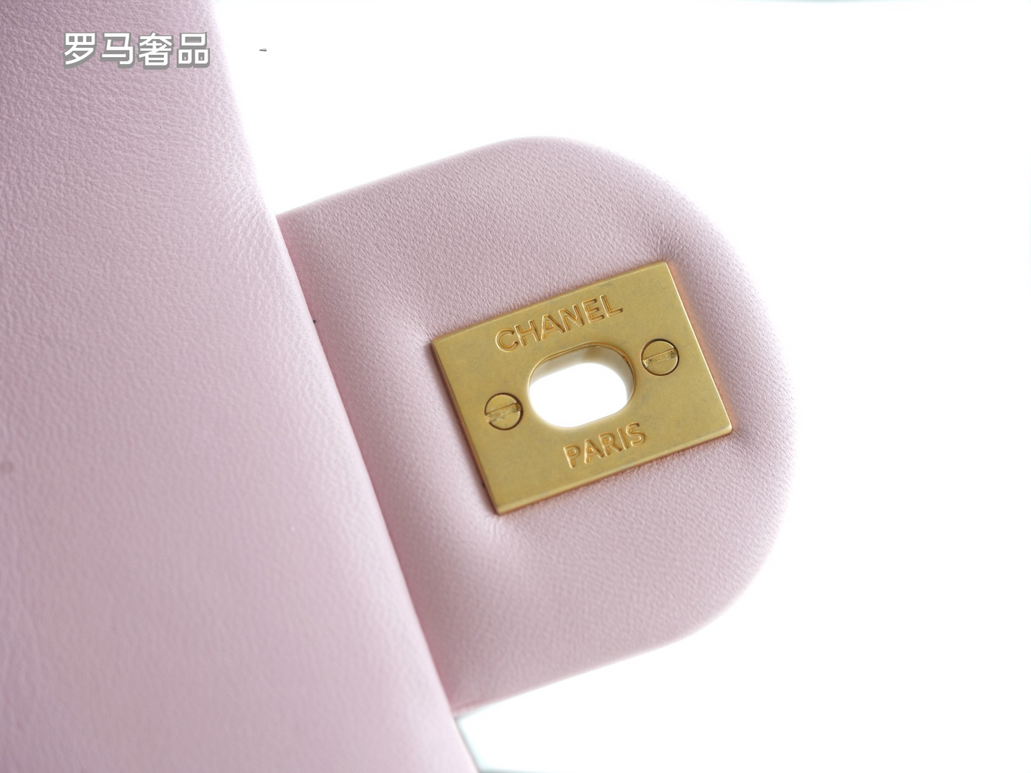 Pink Quilted Flap Bag with Gold-Tone Chain and Logo - Blue Tanzon