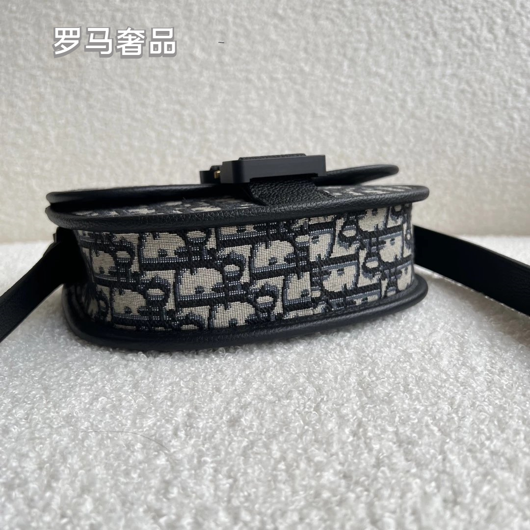 Dior Vintage Monogram Jacquard Saddle Crossbody Bag with Utility Buckle
