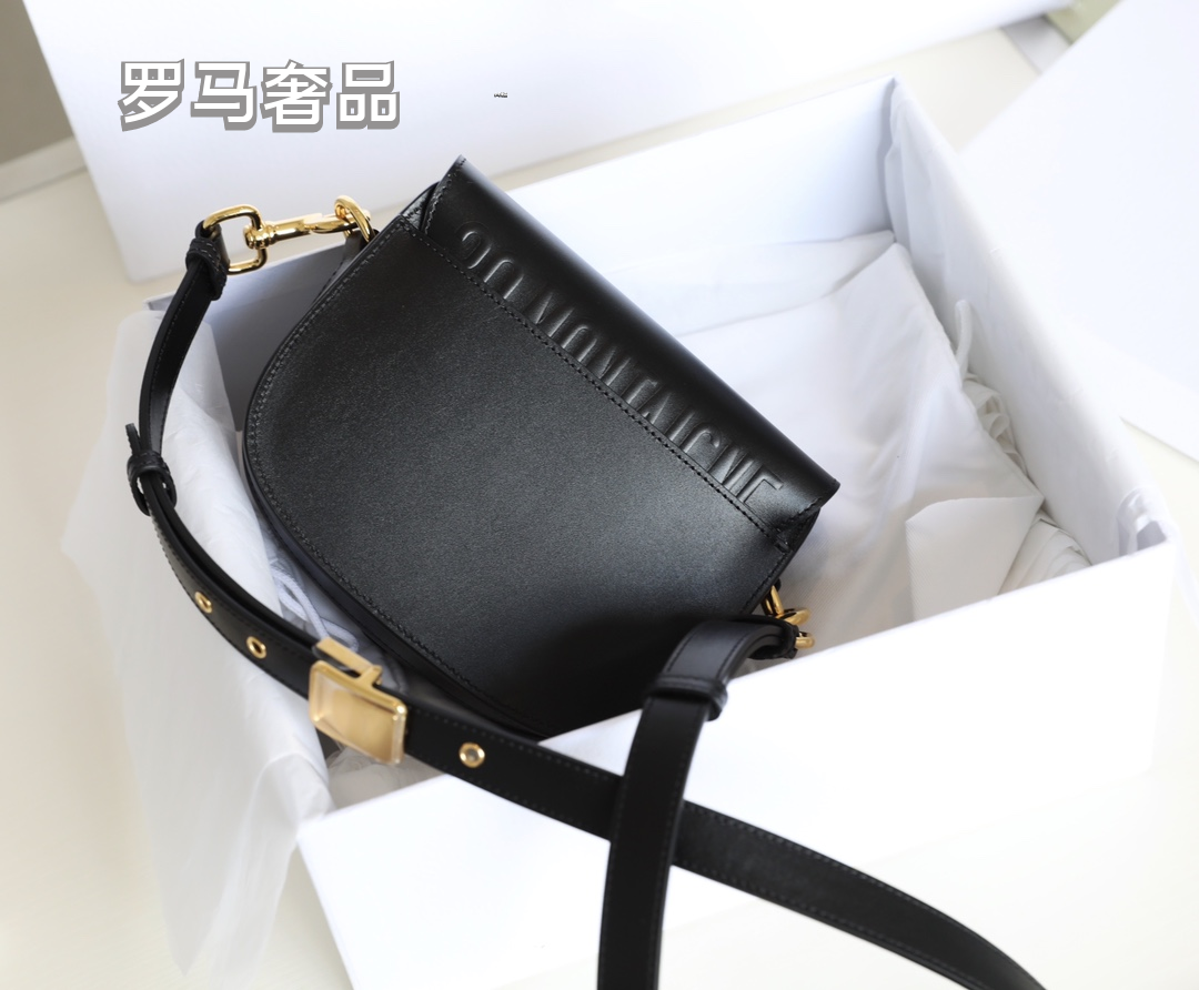 Dior Bobby Bag in Black Box Calfskin with Gold-Finish Metal Hardware