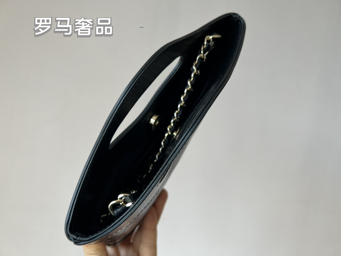 Chanel Black Leather Mini 31 Shopping Bag with Silver-Tone Chain